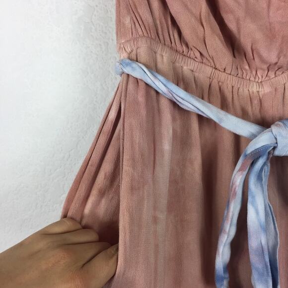 Free People Just Float Pink Tie Dye Strapless Cozy Relaxed Jumpsuit Small - Picture 9 of 15